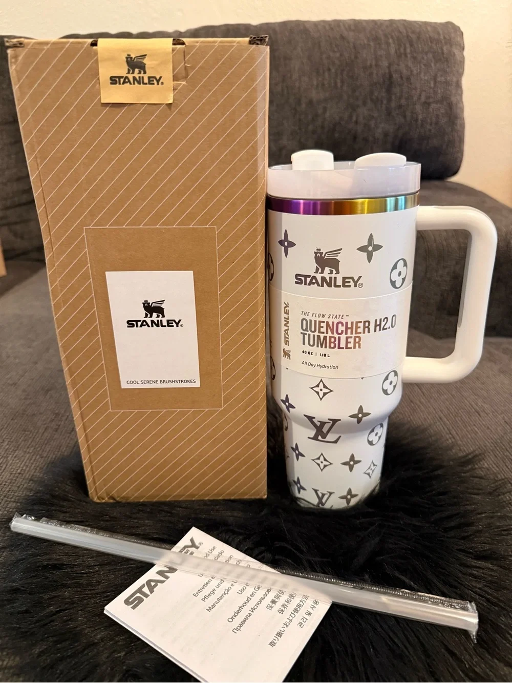 Stanley x Monogram White Quencher H2.0 Tumbler 40oz